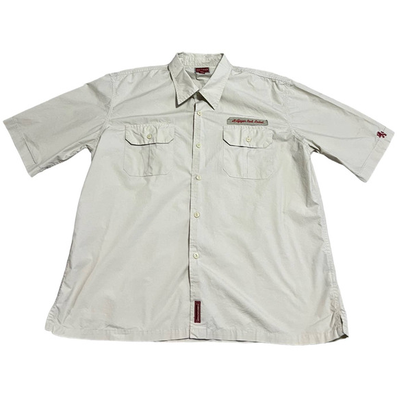 Hilfiger Red Label Light Tan Short Sleeved Button Down, Size XXL - Picture 1 of 5